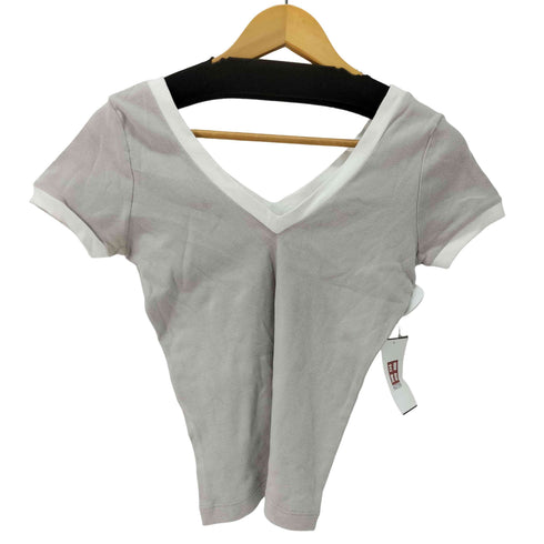 アニエスベー agnes b. PARIS バイカラー Vネックコットンシャツ レディース JPN:2