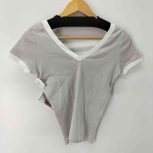 アニエスベー agnes b. PARIS バイカラー Vネックコットンシャツ レディース JPN:2