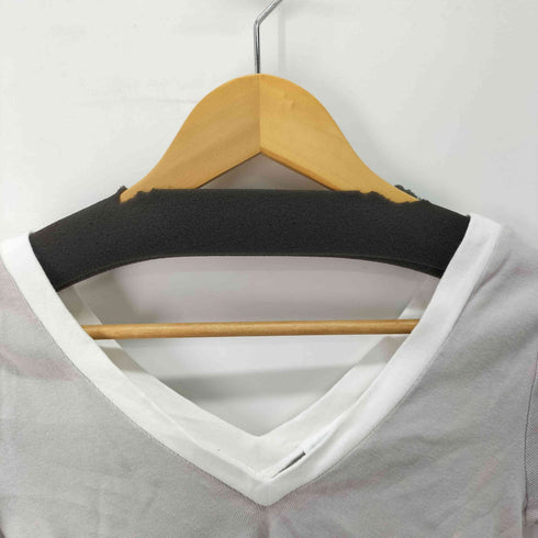 アニエスベー agnes b. PARIS バイカラー Vネックコットンシャツ レディース JPN:2