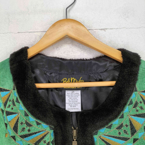 BOB MACKIE real leather レザー切替ジップベスト メンズ 2X