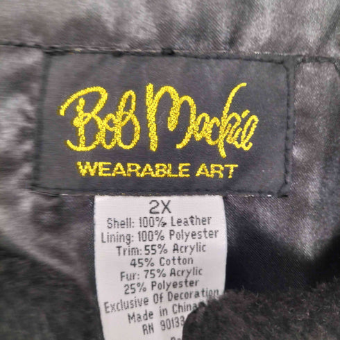 BOB MACKIE real leather レザー切替ジップベスト メンズ 2X