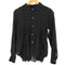 ブラックコムデギャルソン BLACK COMME des GARCONS 21aw 貝ボタン フリル 裁断 丸襟 シアーシャツ レディース JPN:XS