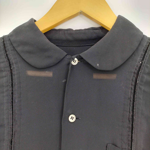 ブラックコムデギャルソン BLACK COMME des GARCONS 21aw 貝ボタン フリル 裁断 丸襟 シアーシャツ レディース JPN:XS
