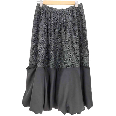 コムデギャルソンコムデギャルソン COMME des GARCONS COMME des GARCONS 24ss ウエストゴム フローラル ラメ糸 刺繍 切替 チュール サテン ウェルトポケット フレアスカート レディース JPN:M