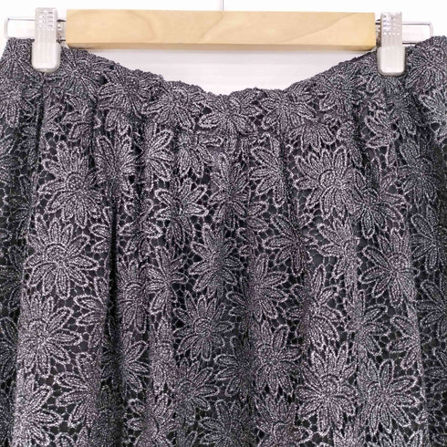 コムデギャルソンコムデギャルソン COMME des GARCONS COMME des GARCONS 24ss ウエストゴム フローラル ラメ糸 刺繍 切替 チュール サテン ウェルトポケット フレアスカート レディース JPN:M