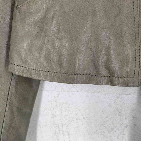 cow leather カウレザーノーカラージャケット レディース 2