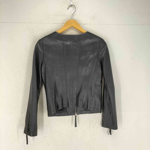 ボディドレッシングデラックス BODY DRESSING Deluxe lamb leather ラムレザーノーカラージャケット レディース 38