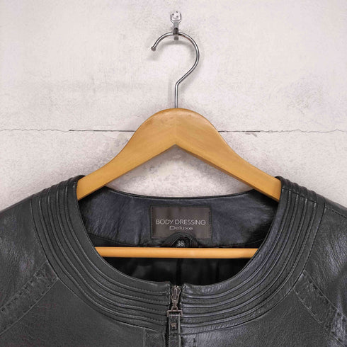 ボディドレッシングデラックス BODY DRESSING Deluxe lamb leather ラムレザーノーカラージャケット レディース 38