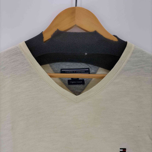 トミーヒルフィガー TOMMY HILFIGER Organic Cotton 刺繍ロゴ Vネック Tシャツ メンズ M