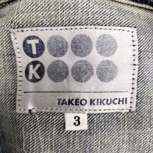 タケオキクチ TAKEO KIKUCHI インディゴ染め ジップアップ デニムジャケット メンズ JPN:3