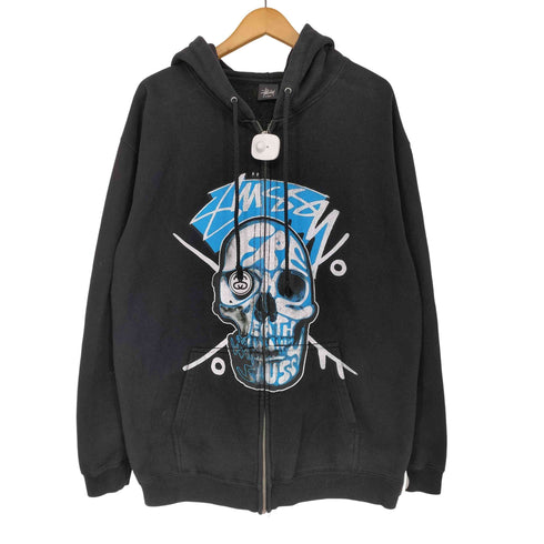 ステューシー Stussy OLD スカルプリント ジップアップパーカー メンズ import:L