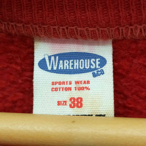 ウエアハウス WAREHOUSE MUSSTANGS 前Vガゼット 長リブ クルーネックスウェット メンズ US:38