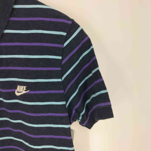 ナイキ NIKE 00S 後期 ワンポイントロゴ刺繍 ボーダー S/S ポロ シャツ メンズ import:M