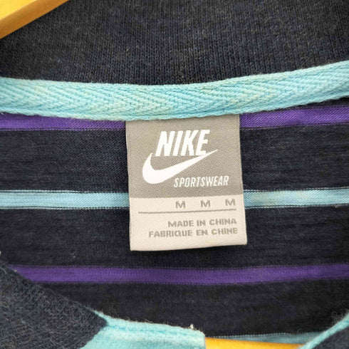 ナイキ NIKE 00S 後期 ワンポイントロゴ刺繍 ボーダー S/S ポロ シャツ メンズ import:M