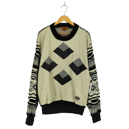 TRUTUS genuine leather レザー切替 ニット メンズ import:L