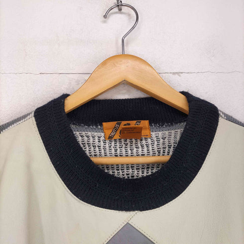 TRUTUS genuine leather レザー切替 ニット メンズ import:L