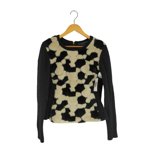 マークバイマークジェイコブス Marc by Marc Jacobs 牛柄 バックジップ ファー切替 ウールクルーネックニット レディース import:L
