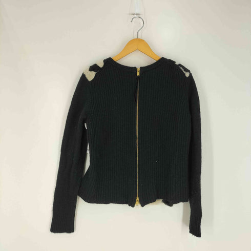 マークバイマークジェイコブス Marc by Marc Jacobs 牛柄 バックジップ ファー切替 ウールクルーネックニット レディース import:L