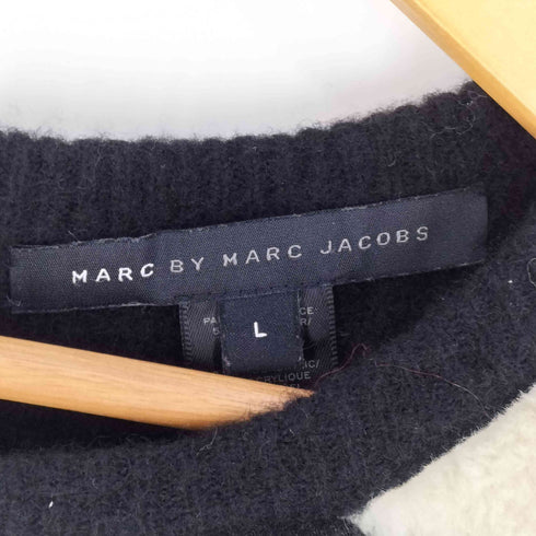 マークバイマークジェイコブス Marc by Marc Jacobs 牛柄 バックジップ ファー切替 ウールクルーネックニット レディース import:L