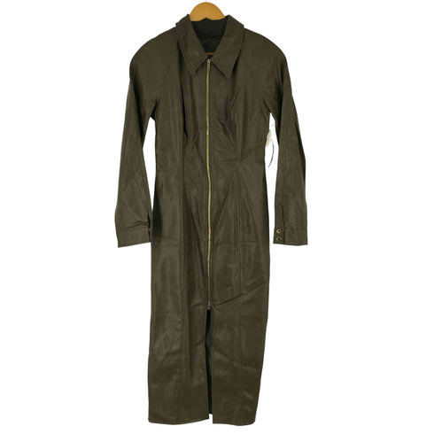 ザラ ZARA フェイクレザー ジップアップ ロングジャケット レディース import:M