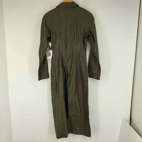 ザラ ZARA フェイクレザー ジップアップ ロングジャケット レディース import:M