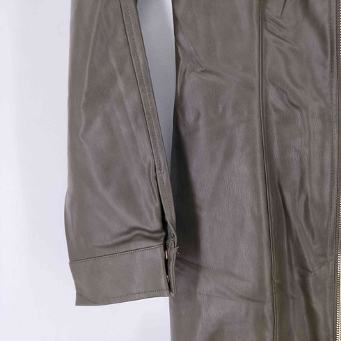 ザラ ZARA フェイクレザー ジップアップ ロングジャケット レディース import:M
