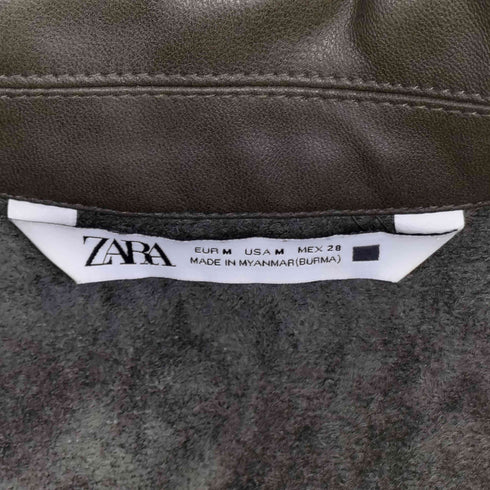 ザラ ZARA フェイクレザー ジップアップ ロングジャケット レディース import:M