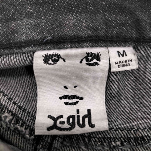 エックスガール X-girl 25AW ラインストーンロゴ ルーズ デニム パンツ レディース M
