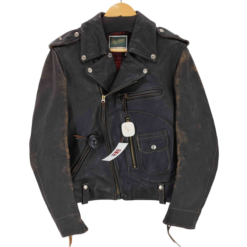 ザフラットヘッド the flat head 馬革 TALONジップ 裏地チェック ダブルライダースジャケット メンズ 38