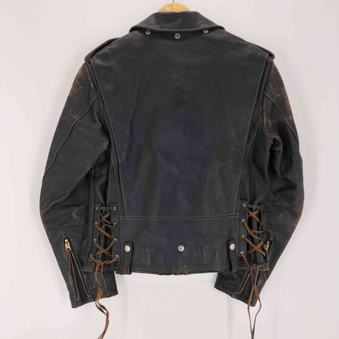 ザフラットヘッド the flat head 馬革 TALONジップ 裏地チェック ダブルライダースジャケット メンズ 38