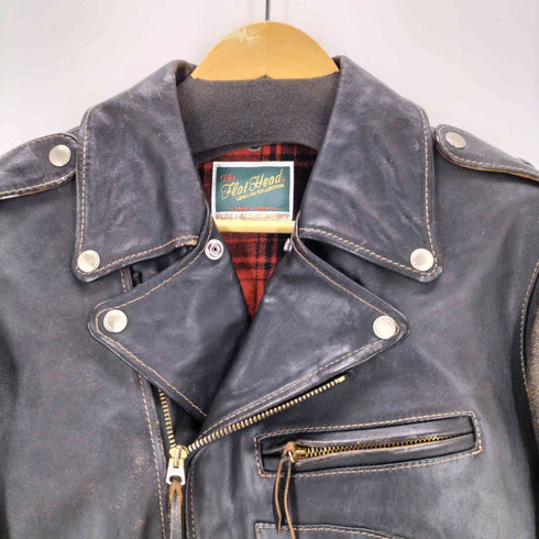 ザフラットヘッド the flat head 馬革 TALONジップ 裏地チェック ダブルライダースジャケット メンズ 38