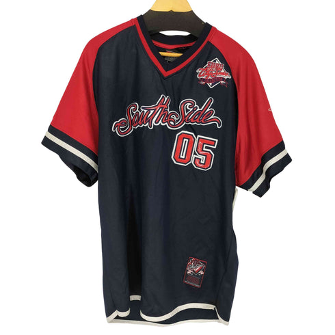 フブ FUBU 90-00s ロゴワッペン Vネック ゲームシャツ メンズ import:L