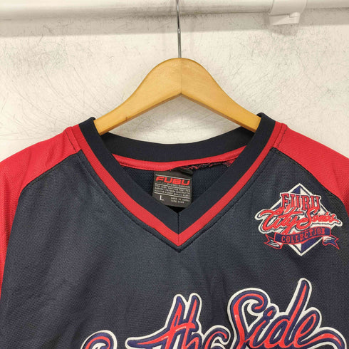 フブ FUBU 90-00s ロゴワッペン Vネック ゲームシャツ メンズ import:L