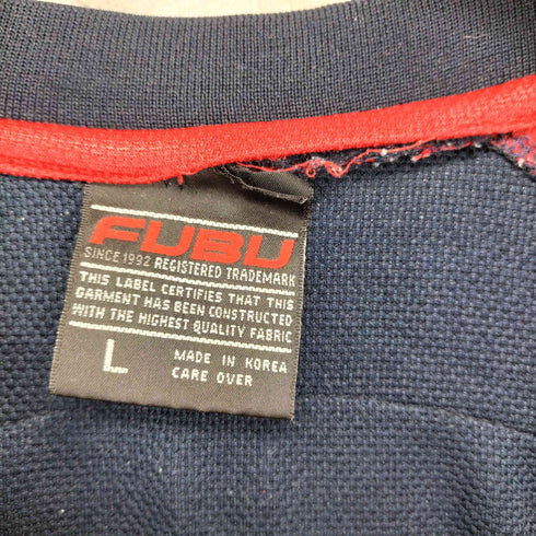 フブ FUBU 90-00s ロゴワッペン Vネック ゲームシャツ メンズ import:L