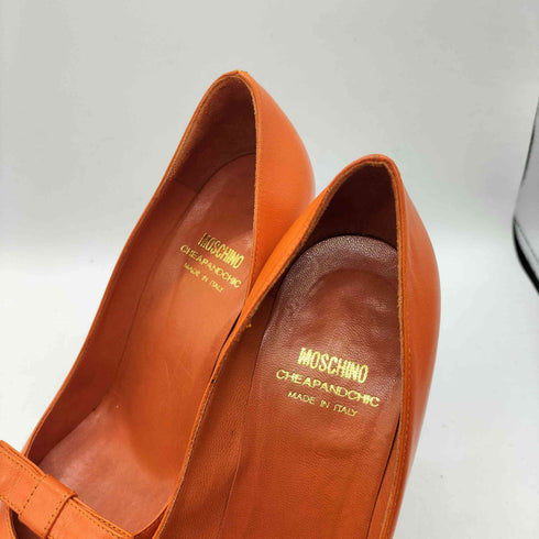 モスキーノ MOSCHINO イタリア製 CHEAPANDCHIO VERO CUOIO レザー ヒール パンプス レディース 35 1/2