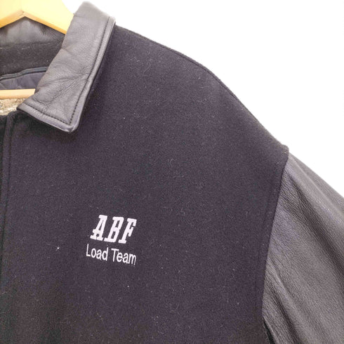 saxon ABF Load Team 刺繍 ウール レザー 比翼ジップ スタジャン メンズ import:L
