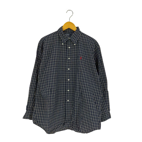 ポロバイラルフローレン Polo by RALPH LAUREN 90s BLAIRE ポニー刺繍 チェック柄 ボタンダウン 長袖シャツ メンズ import:M