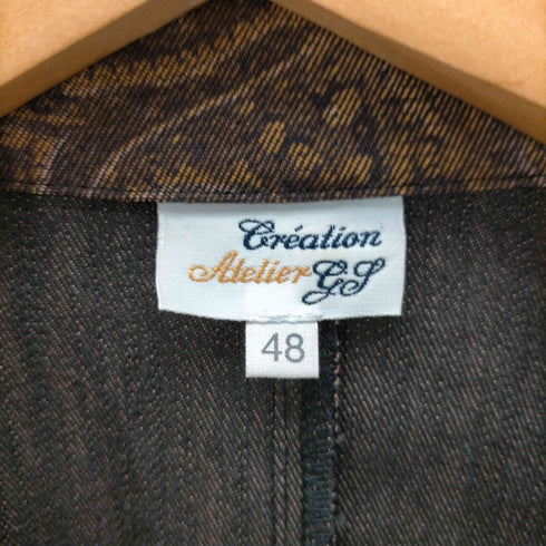 Creation Atelier ペイズリー柄 総柄 コットン ポリ 4B テーラード ジャケット レディース 48