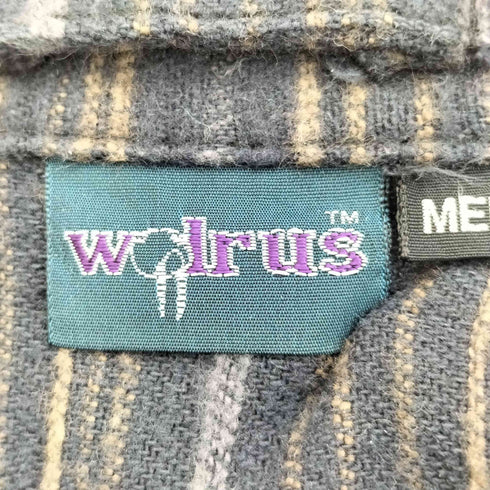 wolrus ボーダー フランネル ジップアップシャツ ボックスシルエット メンズ JPN:M