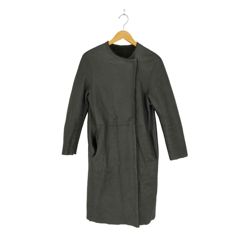 プレインピープル PLAIN PEOPLE lamb leather 羊革 ムートン ノーカラーコート レディース JPN:2