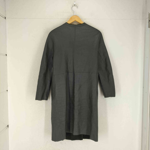 プレインピープル PLAIN PEOPLE lamb leather 羊革 ムートン ノーカラーコート レディース JPN:2
