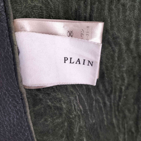 プレインピープル PLAIN PEOPLE lamb leather 羊革 ムートン ノーカラーコート レディース JPN:2