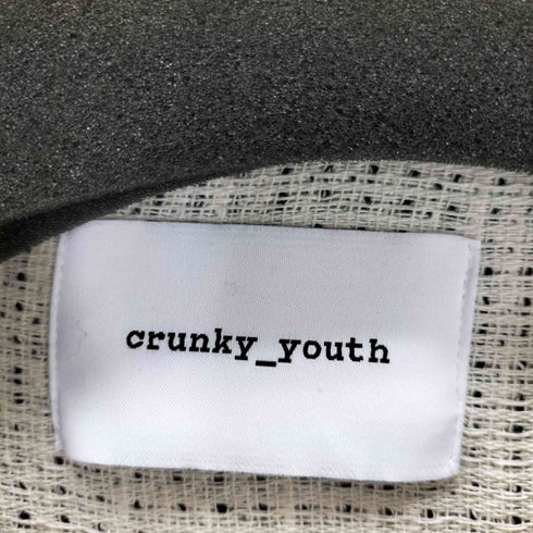 クランキーユース CRUNKY YOUTH ツイードライク クロップド バンドカラージャケット メンズ