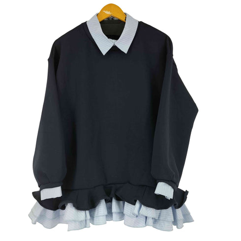 グレイル GRL ストライプ柄シャツレイヤード フリルワンピース レディース FREE