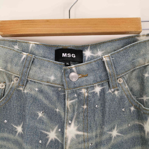 MSG スパークルペイントプリントデニムパンツウォッシュ加工 メンズ JPN:XL