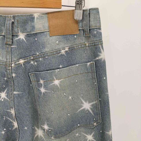 MSG スパークルペイントプリントデニムパンツウォッシュ加工 メンズ JPN:XL
