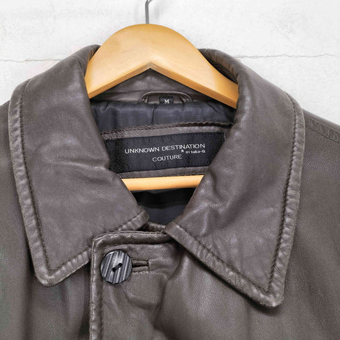 UNKNOWN DESTINATION lamb leather ラムレザーカーコート メンズ M