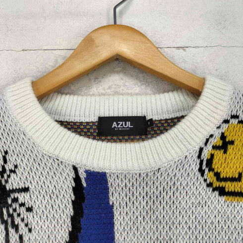 アズールバイマウジー AZUL by moussy スカルグラフィック総柄ニット メンズ F