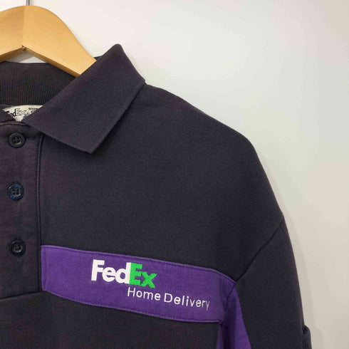 90-2000s FedEx 企業ロゴ 刺繍 プルオーバー スウェット ポロ メンズ