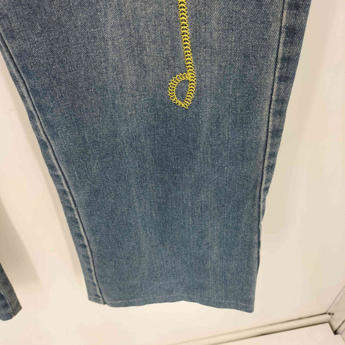 フロント刺繍 ウォッシュドデニム ストレートデニムパンツ Y2K レディース